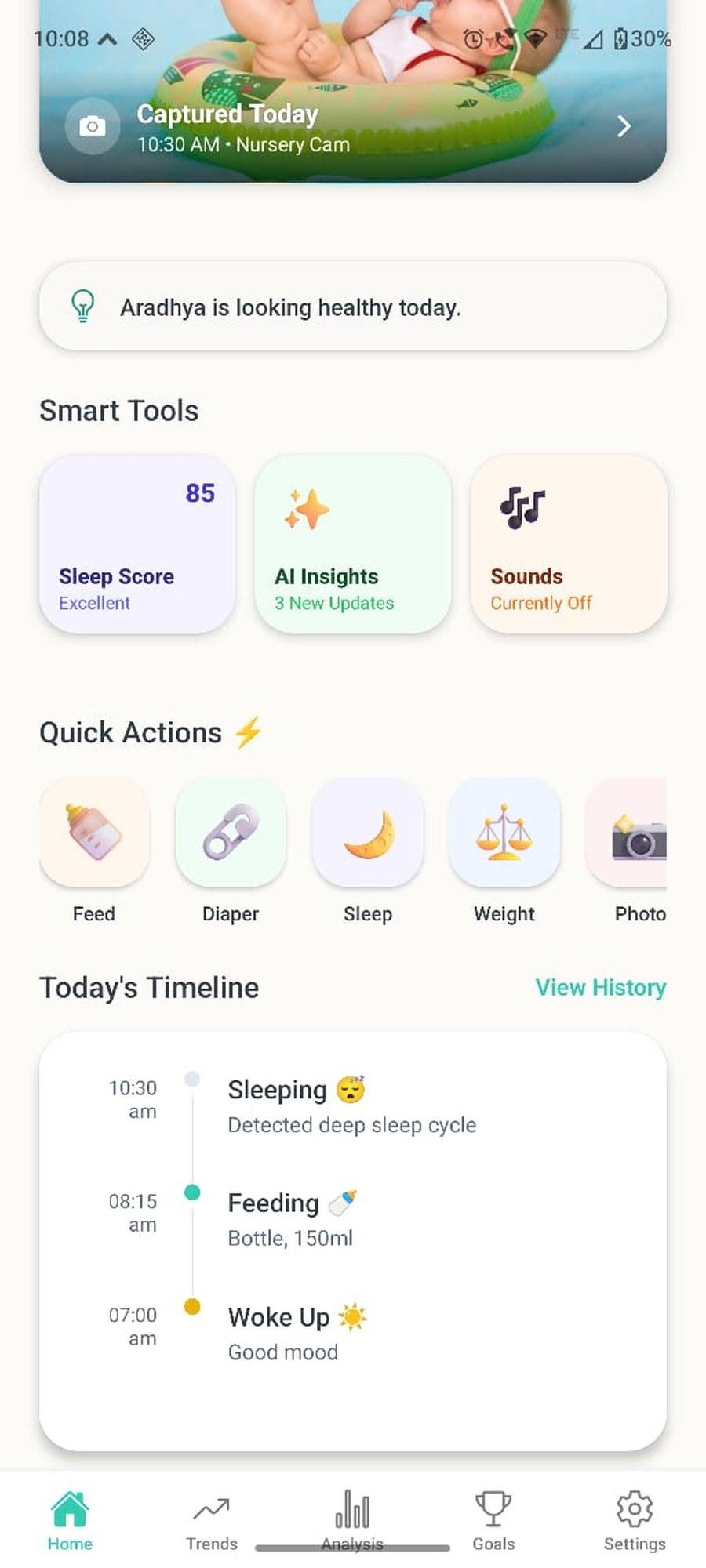 Anvaya Smart app — Daily Timeline
